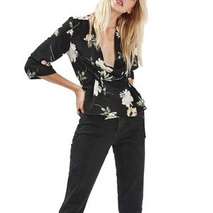 Topshop Floral Kimono Wrap Blouse NWT
